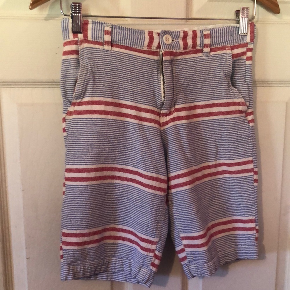 Old Navy Light Red & Blue Striped Linen Shorts Boys 14